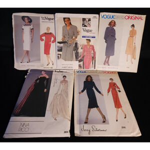 Lot of 5 Vintage Vogue Paris / American Womens Designer Dress Sewing Patterns